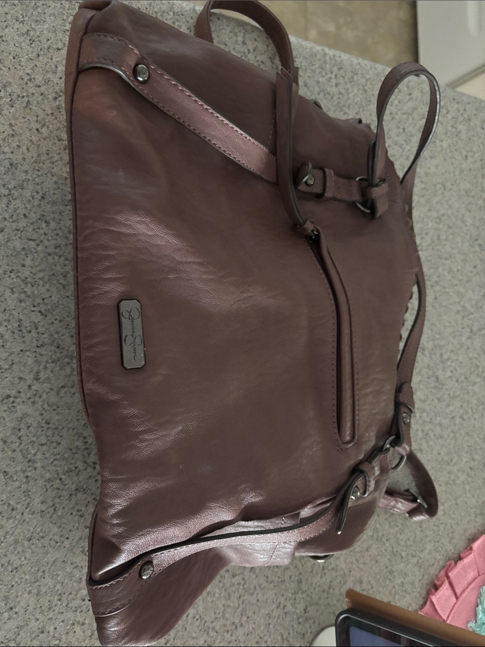 Jessica Simpson Mauve Leather Shoulder Tote